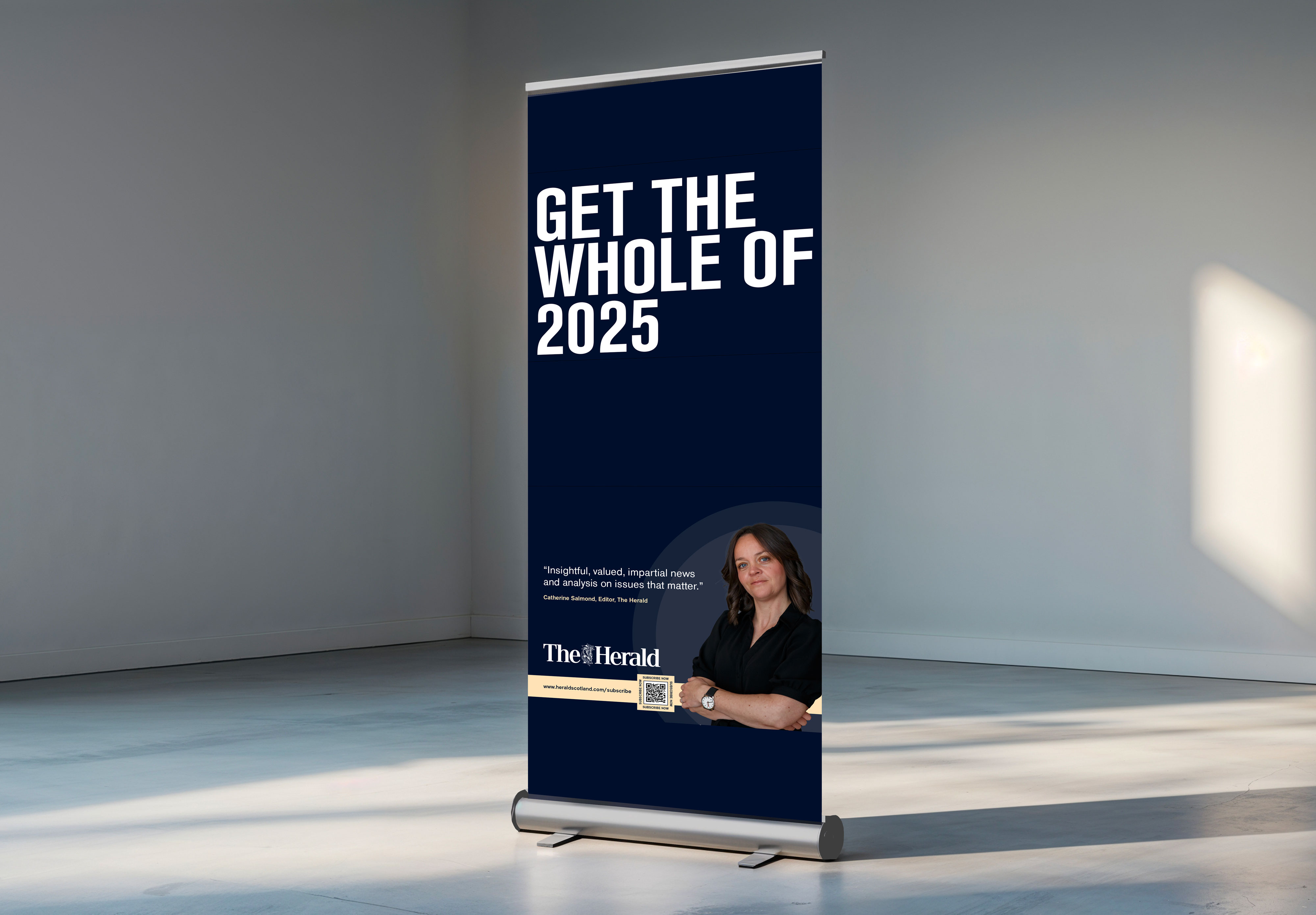 The Herald 25-for-£25 roll-up banner in situ