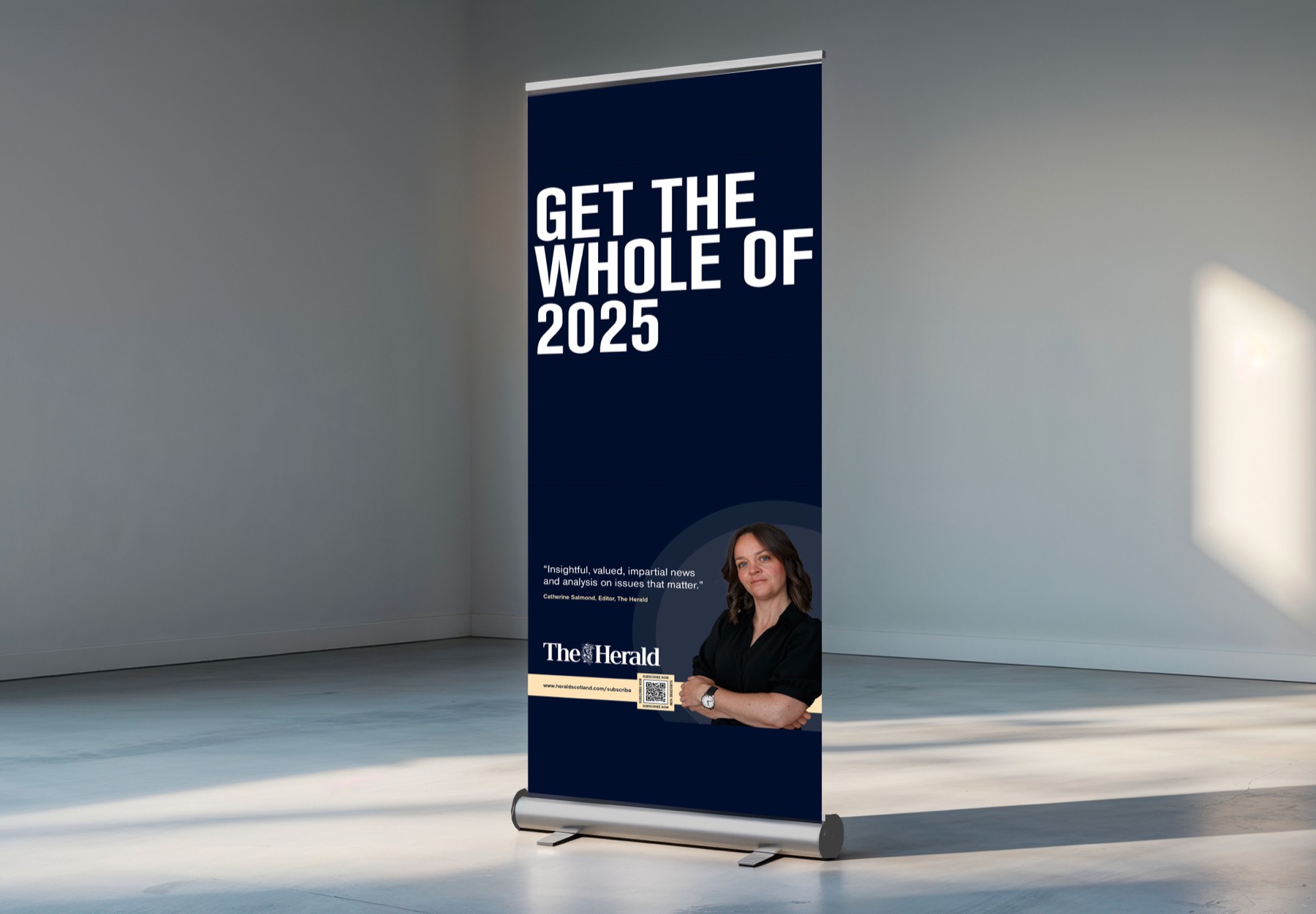 25 for £25 roll-up banner for events and in-store